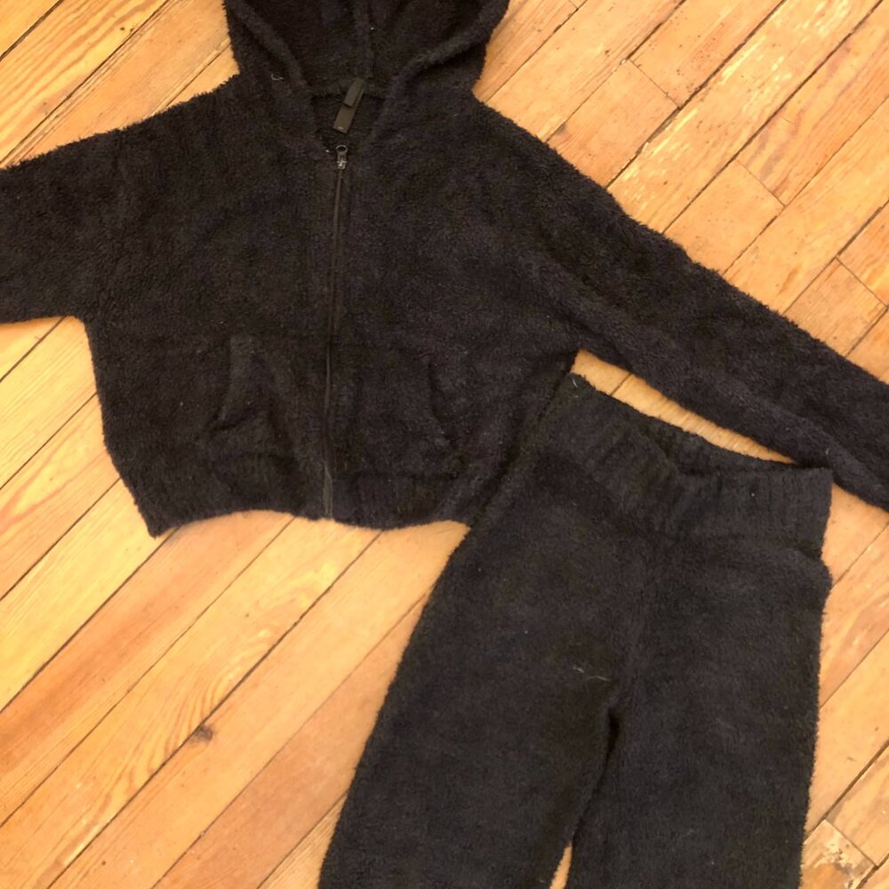 SKIMS Cozy Knit Set (Pants + Zipper Hoodie) Black, XXS/XS + S/M
